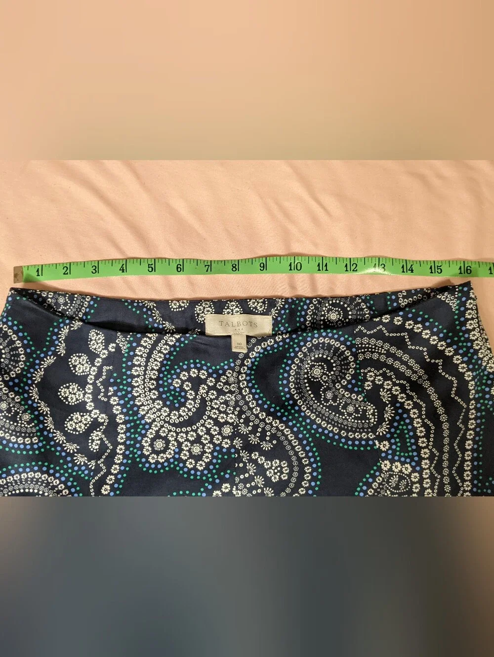 Navy Paisley Fit And Flare Knee Length Talbot Skirt Size 10 New